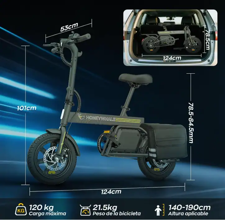 bicicleta elétrica dobrável 2026 honey whale b20 modelo mais popular do brasil