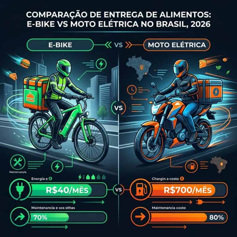 E-bike vs moto elétrica para delivery: comparativo de custo por km em 2026