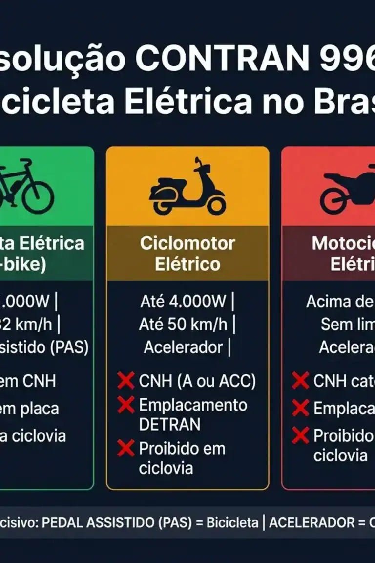 Bicicleta elétrica precisa de placa regras de emplacamento CONTRAN 2026