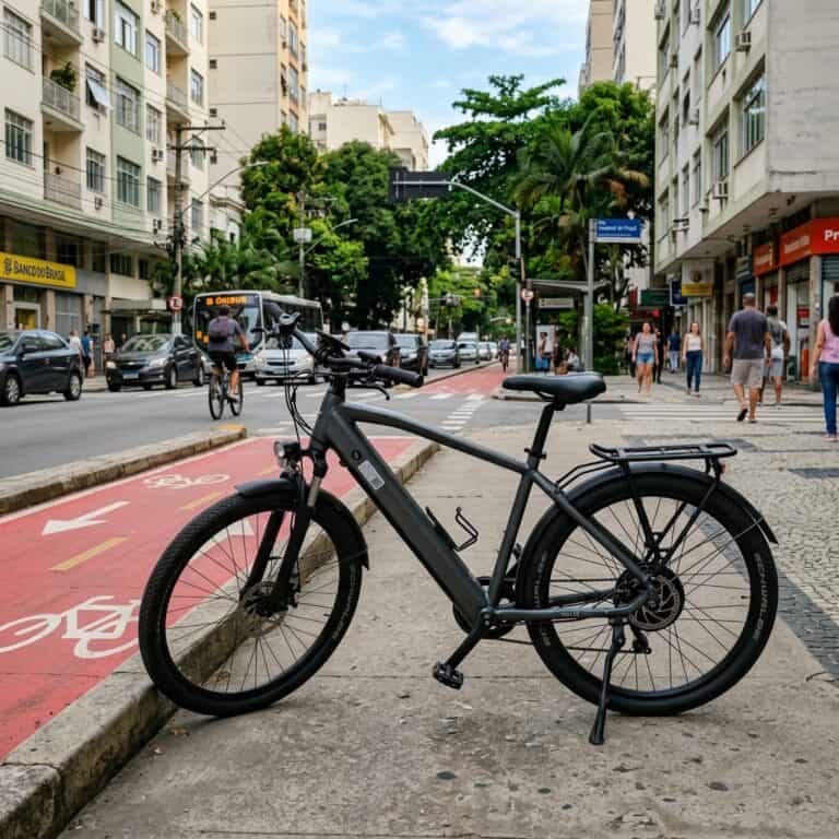 Bicicleta elétrica com identificação RENABE na cidade